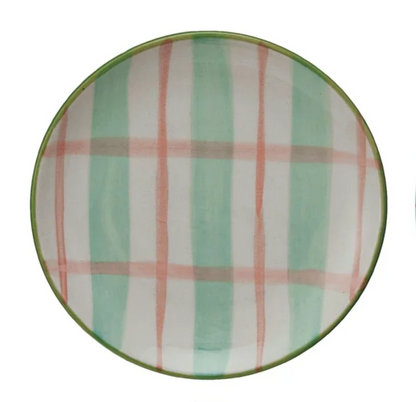 Hand-Painted Stoneware Plate w/ Pattern, 4 Styles