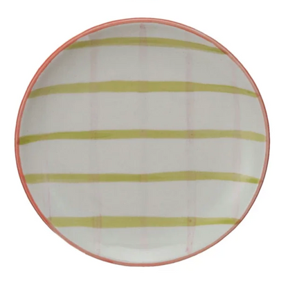 Hand-Painted Stoneware Plate w/ Pattern, 4 Styles