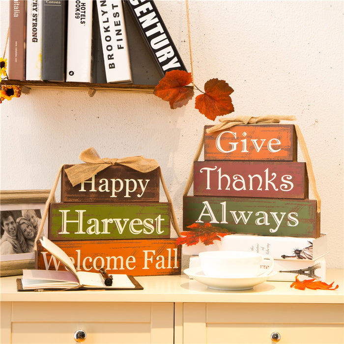 Handcrafted Wooden "Give Thanks" Block Set