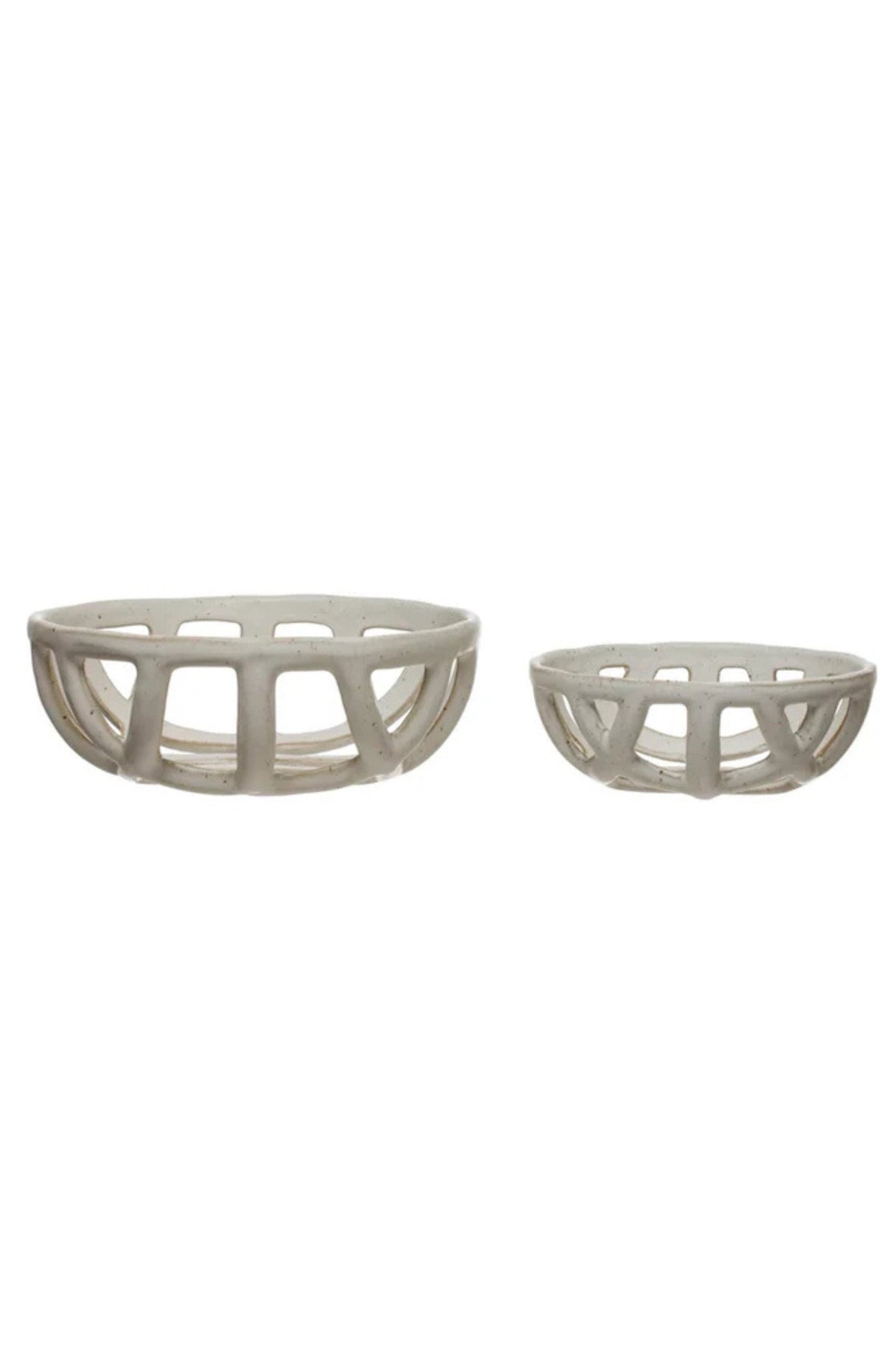 Handmade Stoneware Basket Bowls - 2 Pc