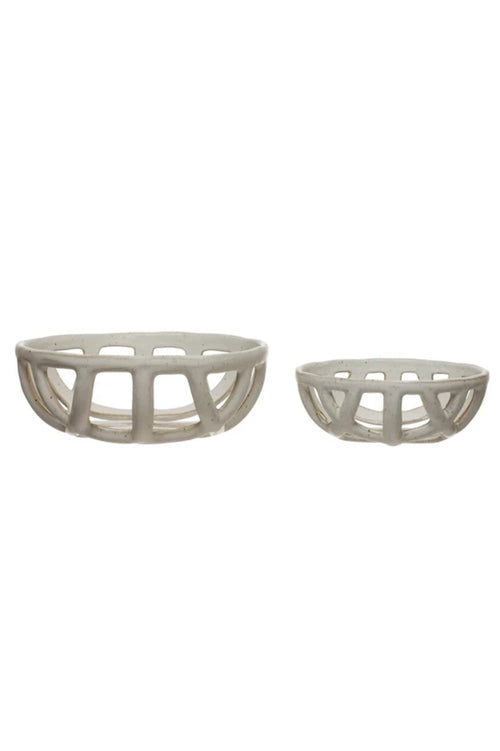 Handmade Stoneware Basket Bowls - 2 Pc