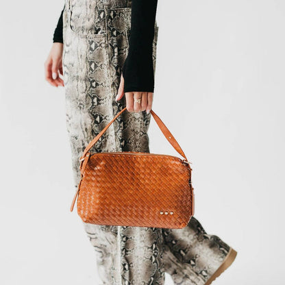 Harper Hobo Woven Shoulder Bag: Brown