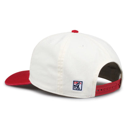Harvard Original Circle snapback hat showing adjustable snap closure and The Game logo, rear view
