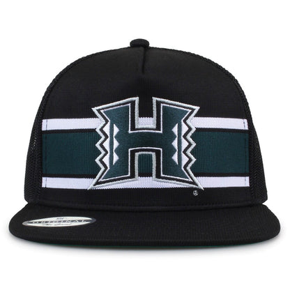 University of Hawaii Class of '92 trucker hat, front view with embroidered logo and stripes