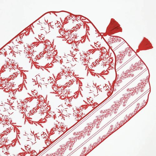 Holiday Toile Red Table Runner