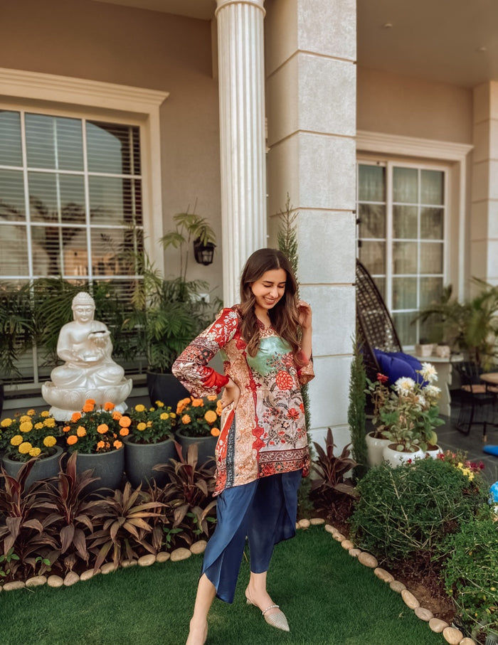 Humsafar Red Silk Tunic
