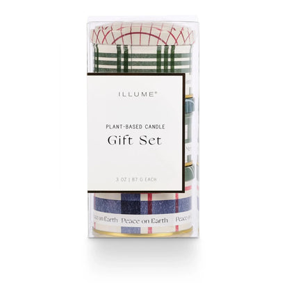 ILLUME - Balsam & Cedar Noble Holiday Candle Tin Trio Gift Set