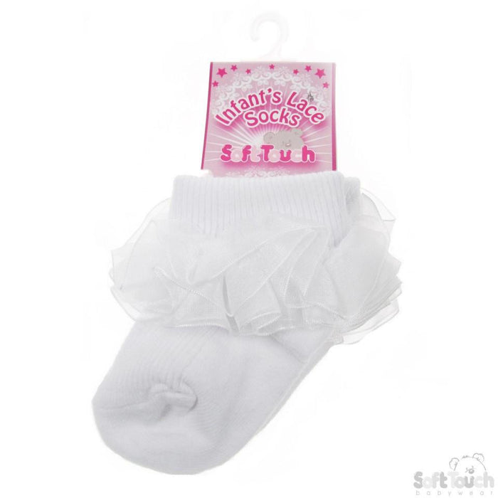INFANTS ORGANZA LACE SOCKS: S17-WH - Kidswholesale.co.uk