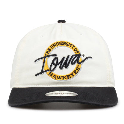 Iowa Original Circle snapback hat with embroidered school design, front view