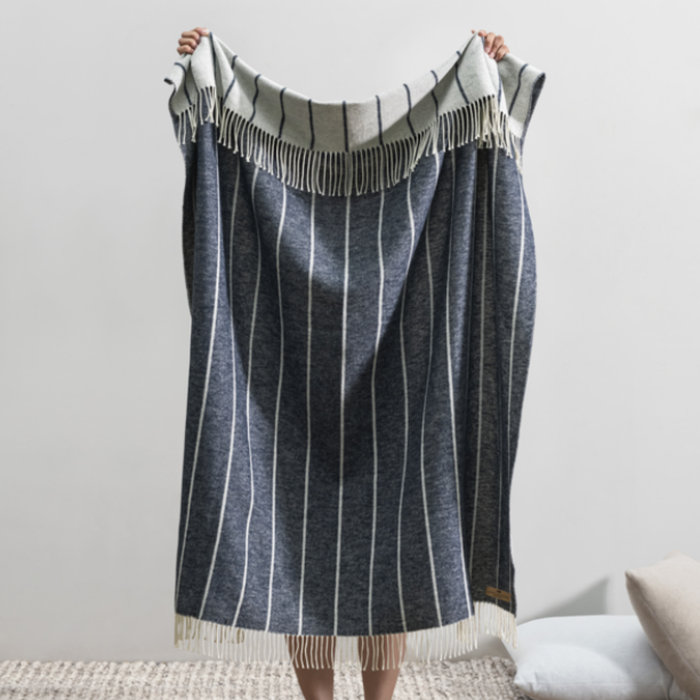 Italian Fiji Stripe Throw Blanket - Navy