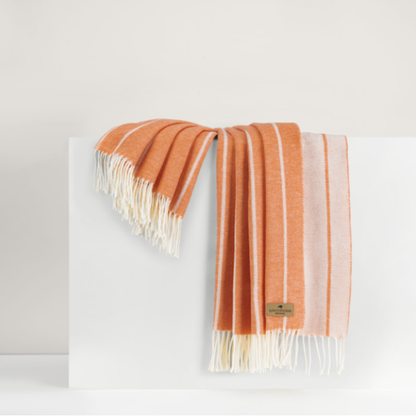 Italian Fiji Stripe Throw Blanket - Papaya Orange