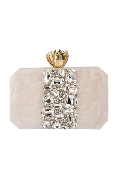 Ivory Lotus Resin Clutch