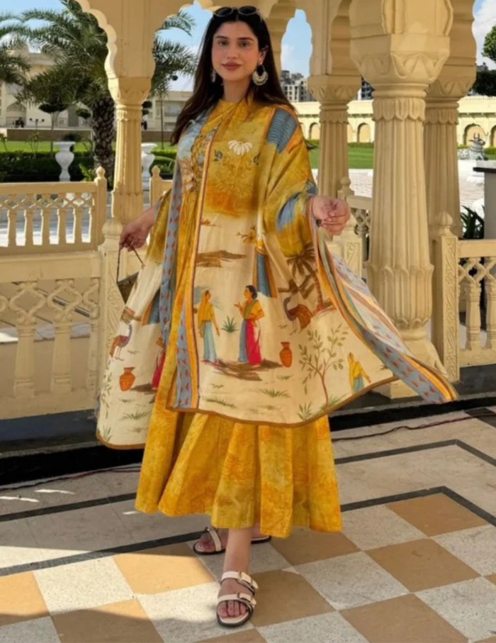Jaipur Mustard Anarkali Set