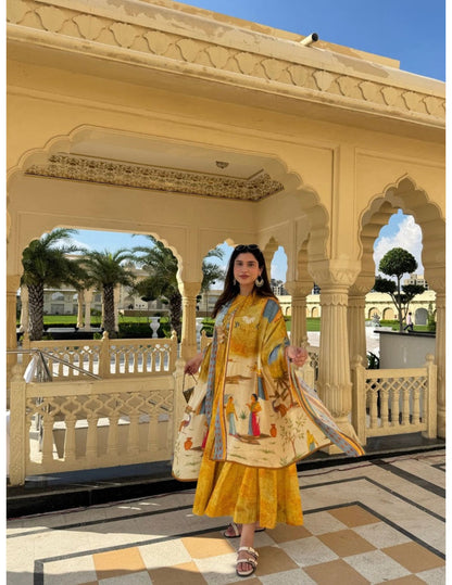 Jaipur Mustard Anarkali Set