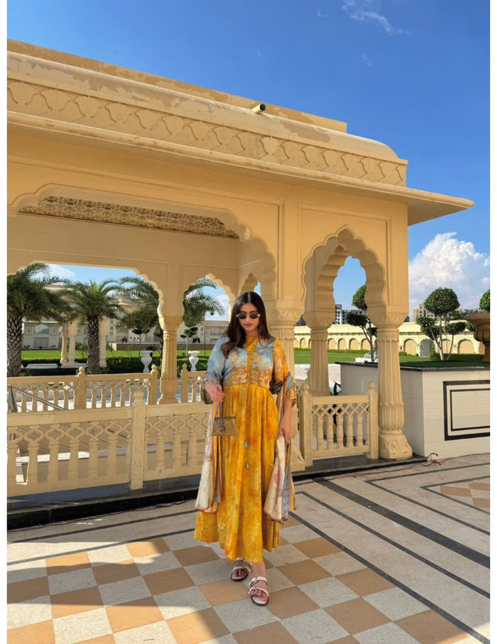 Jaipur Mustard Anarkali Set