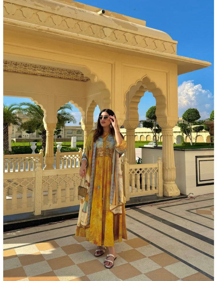 Jaipur Mustard Anarkali Set