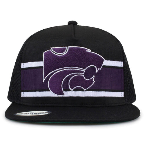 Kansas State University Class of '92 trucker hat, front view with embroidered logo and stripes