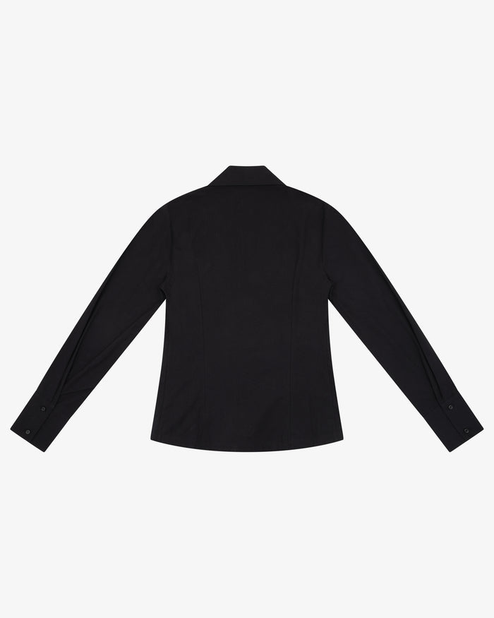 Lace Up Fitted Shirt - Black