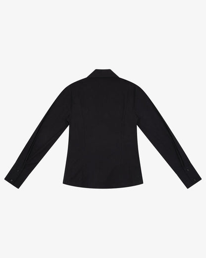 Lace Up Fitted Shirt - Black