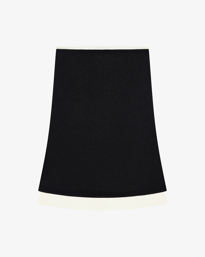 Layered Midi Skirt - Black / Cream