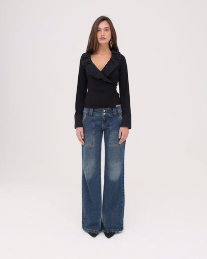 LS Frill Shirt - Black
