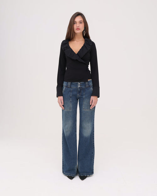 LS Frill Shirt - Black