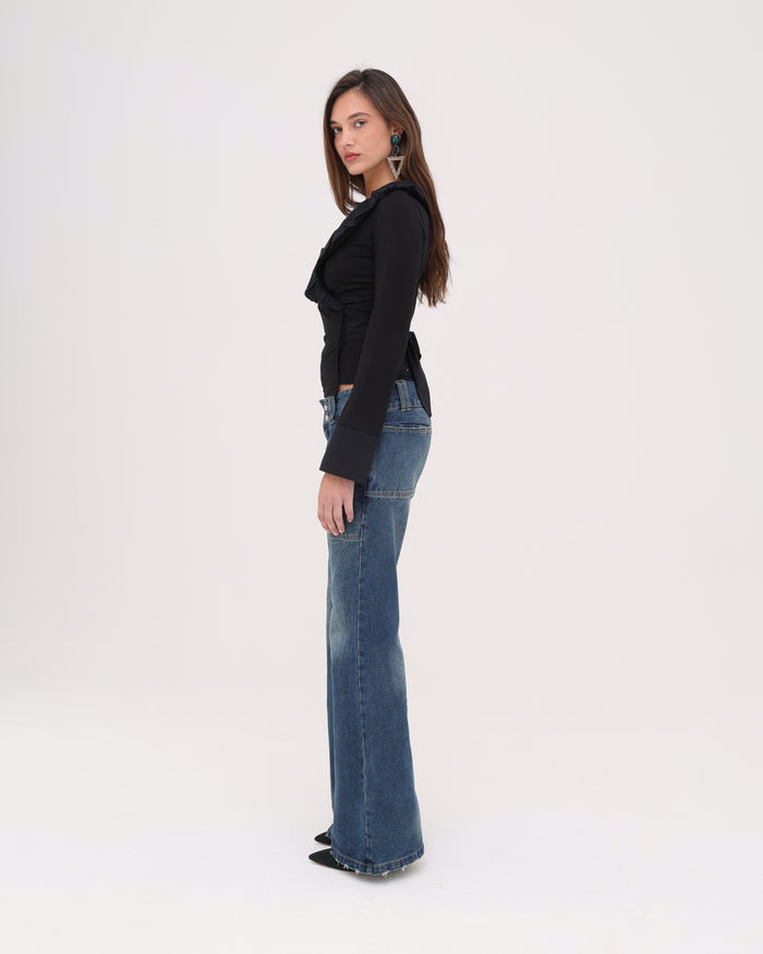 LS Frill Shirt - Black