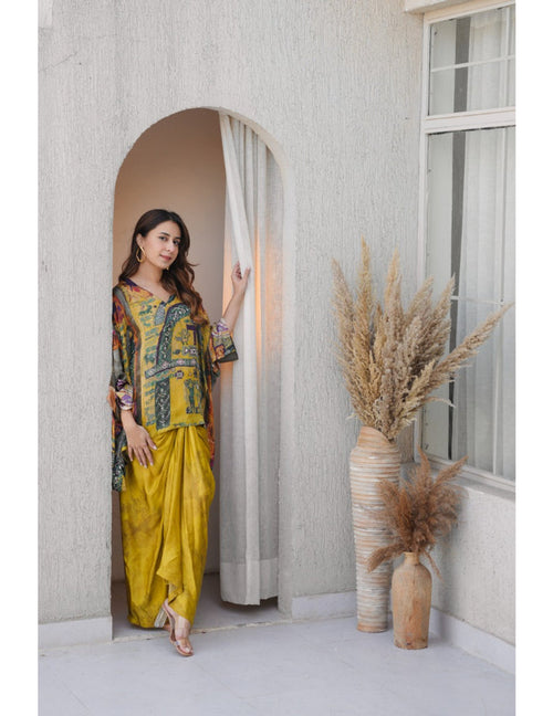 Matcha Yellow Drape Skirt Set