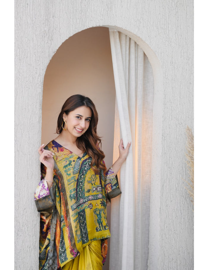 Matcha Yellow Drape Skirt Set
