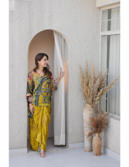 Matcha Yellow Drape Skirt Set