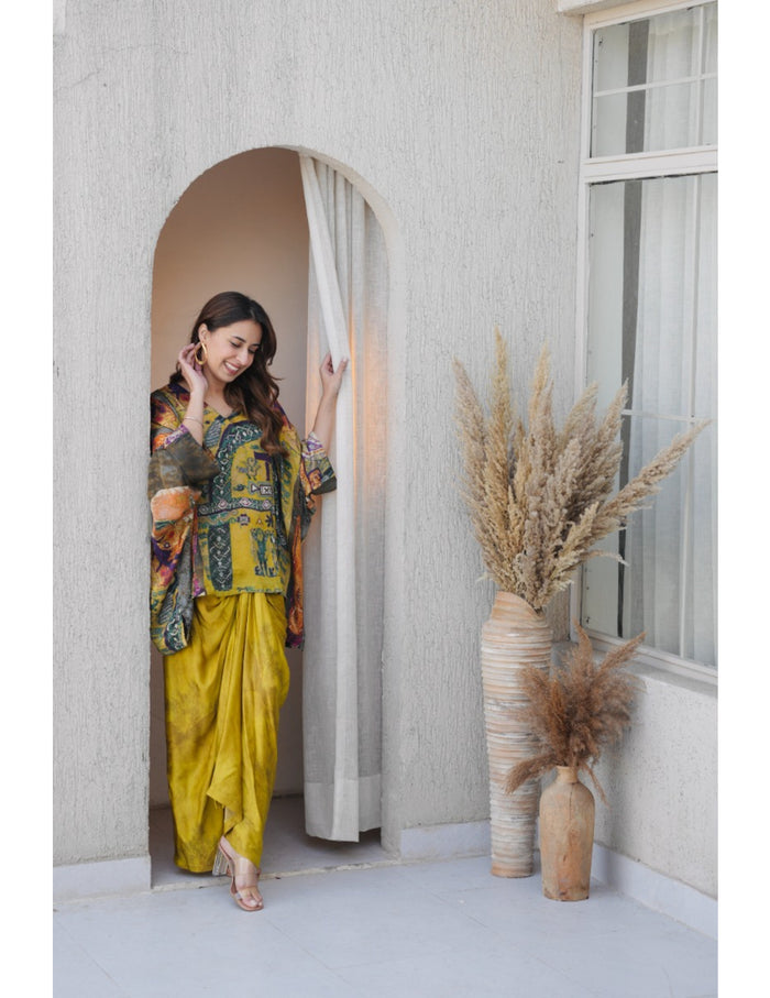 Matcha Yellow Drape Skirt Set