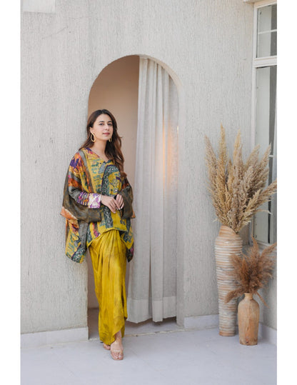 Matcha Yellow Drape Skirt Set