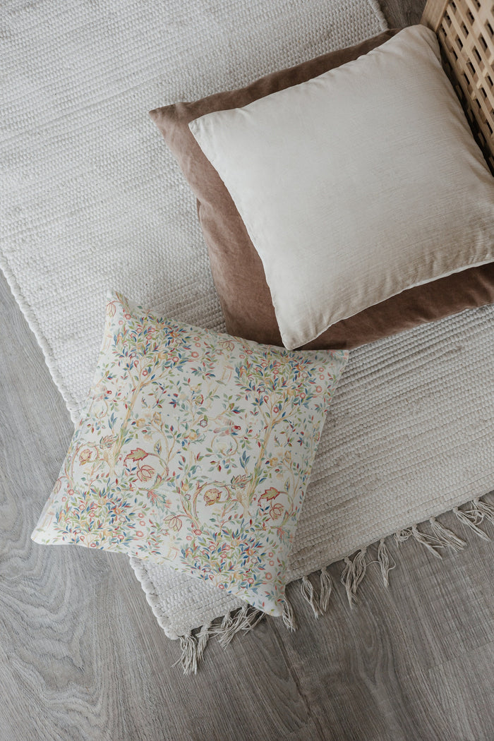 Melsetter Cotton Throw Pillows William Morris Linen Cream