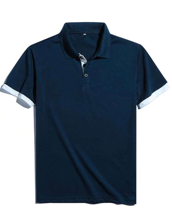 MEN CONTRAST CUFF POLO SHIRT