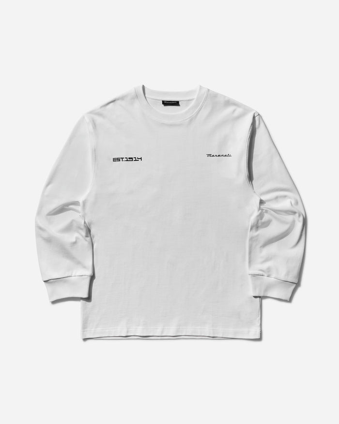 Maserati Heritage Long Sleeve White T-Shirts Top BMMW007JY05 WTH0001