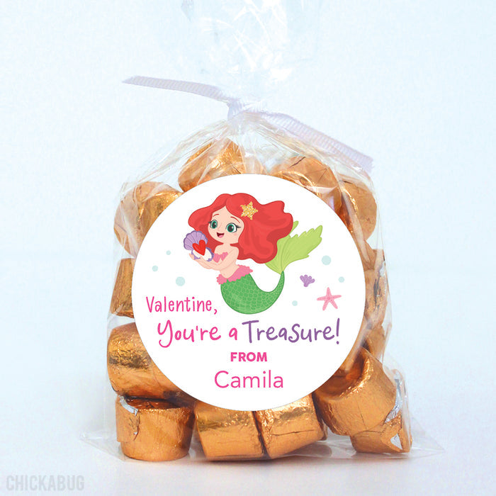 Mermaid with Red Hair  Valentine's Day Stickers