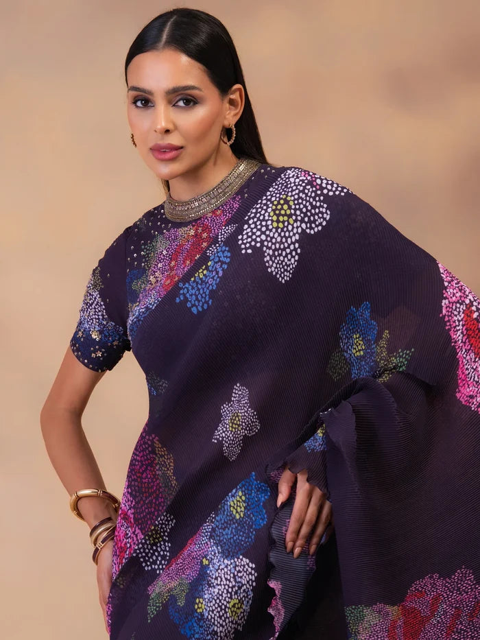 Midnight Bloom Pre-Draped Saree Singapore