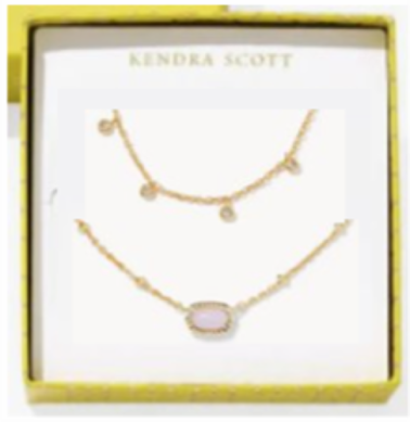 Mini Elisa And Amelia Chain Necklace Gift Set Gold Pink Opalite Crystal