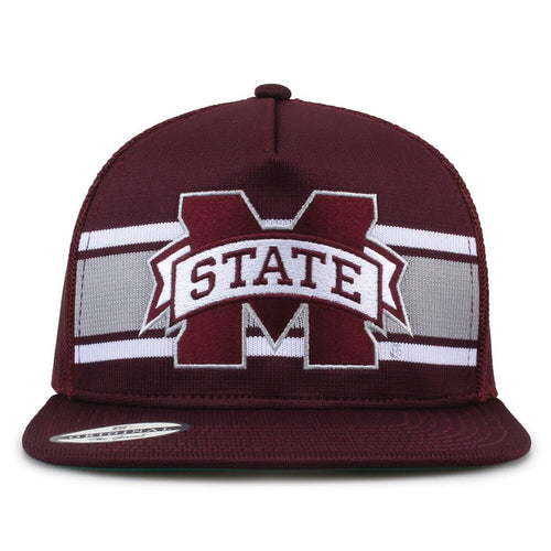 Mississippi State University Class of '92 trucker hat, front view with embroidered logo and stripes