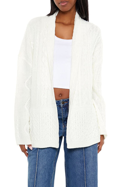 Mixed Knit Cardigan Sweater