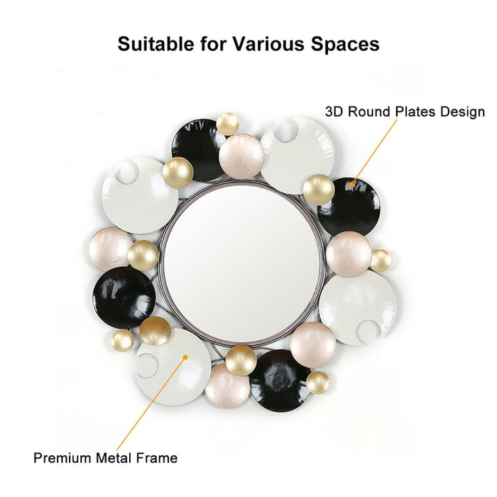 Modern 3D Round Plates Overlapping Metal Wall Mirror