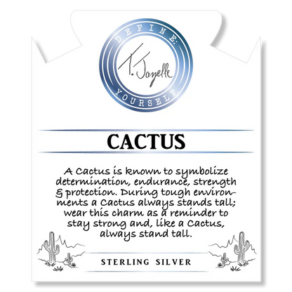 Moonstone Stone Bracelet with Cactus Sterling Silver Charm