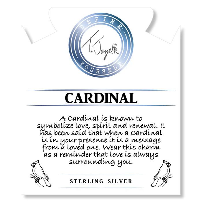 Moonstone Stone Bracelet with Cardinal Sterling Silver Charm