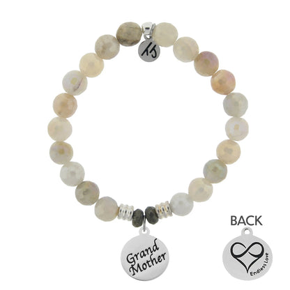 Moonstone Gemstone Bracelet with Grandmother Sterling Silver Charm T. Jazelle