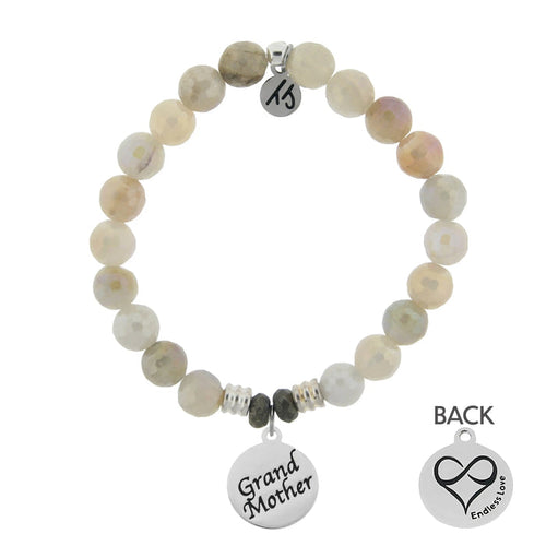 Moonstone Gemstone Bracelet with Grandmother Sterling Silver Charm T. Jazelle