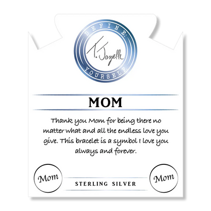 Moonstone Stone Bracelet with Mom Sterling Silver Charm