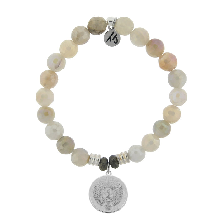 Moonstone Gemstone Bracelet with Phoenix Sterling Silver Charm T. Jazelle