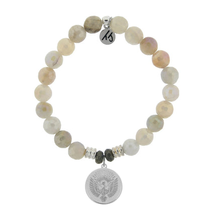 Moonstone Gemstone Bracelet with Phoenix Sterling Silver Charm T. Jazelle