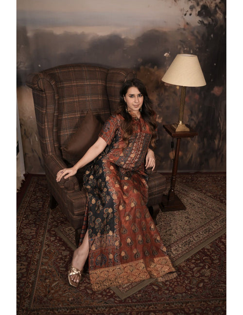 Multicolour Banarasi Silk Kaftan
