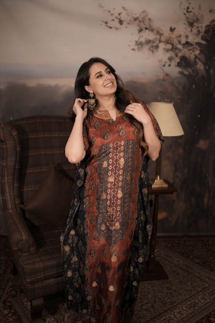 Multicolour Banarasi silk kaftan Singapore